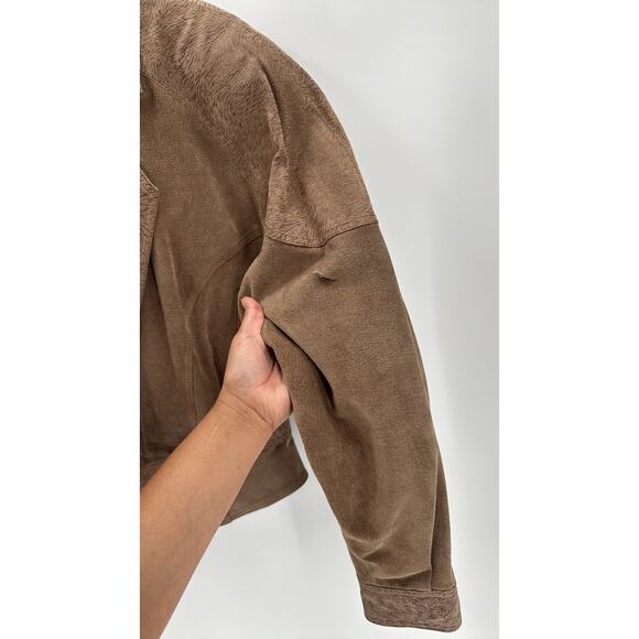 Vintage 80s Byrnes & Baker Belted suede Jacket Size Medium western NFR beige - Picture 7 of 9